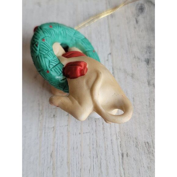 Ceramic wreath hanging Mouse cute ornament Xmas - Picture 4 of 6